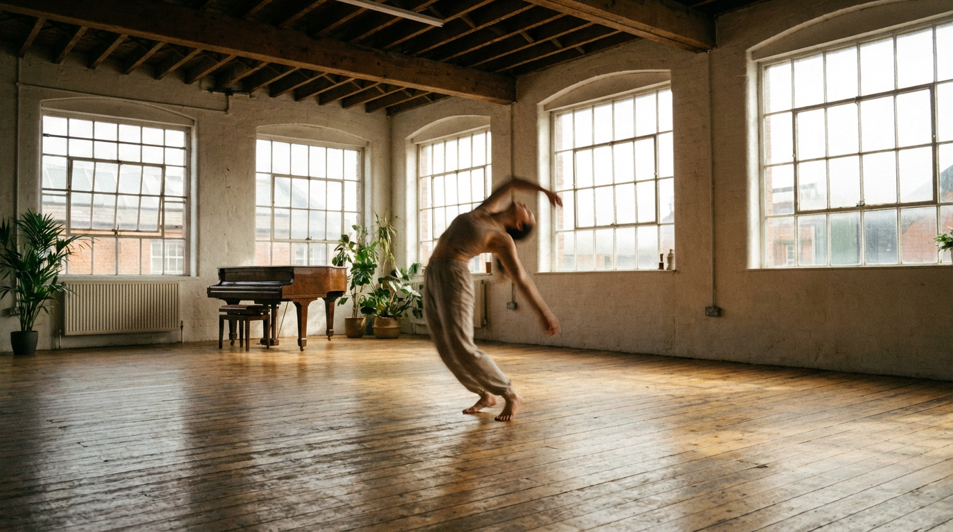 Creative performance and movement in a modern studio space